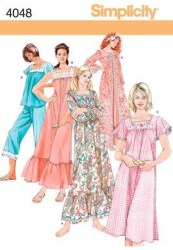 4048 Simplicity NIGHTGOWN LENGTHS SLEEVES OR NOT,PAJAMAS, ROBE PATTERN 6-24 NEW 2 SIZES CHOICE